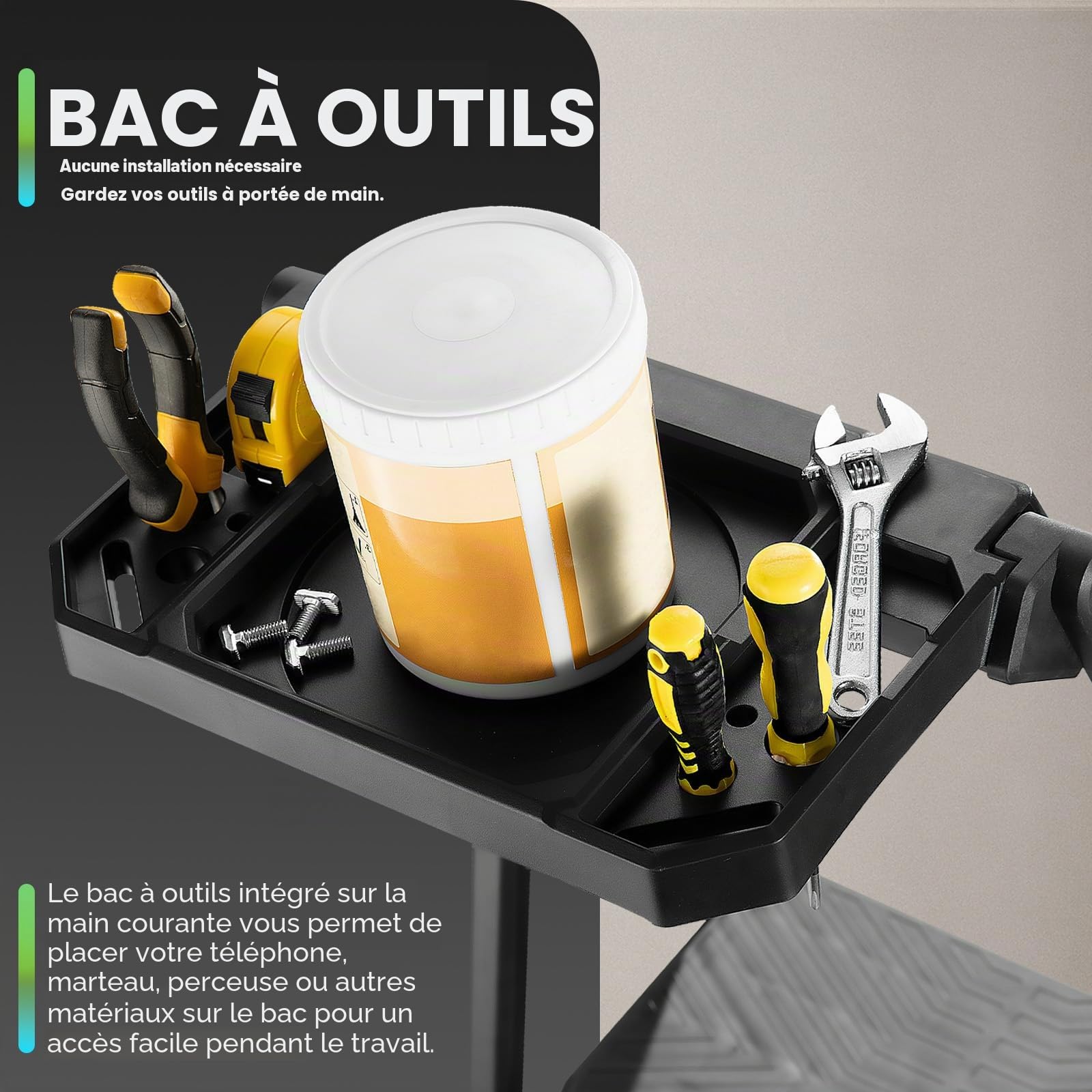 XinSunho Escabeau 5 Marches, Échelle Pliable 200 kg avec Plateau à Outils | Poignée rotative, marches antidérapantes, 200 kg, acier robuste, pliage compact pour maison, garage et bricolage