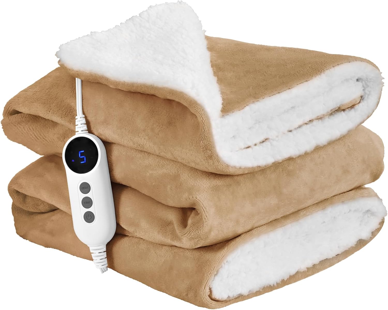 Electric Heated Blanket Twin 62"x84" - Soft Silky Flannel & Fluffy Sherpa Blanket with 9 Heat Levels & 2-10 Timer, ETL Certified & Overheat Protection, Gift for Grandma Grandpa, Brown - Image 9