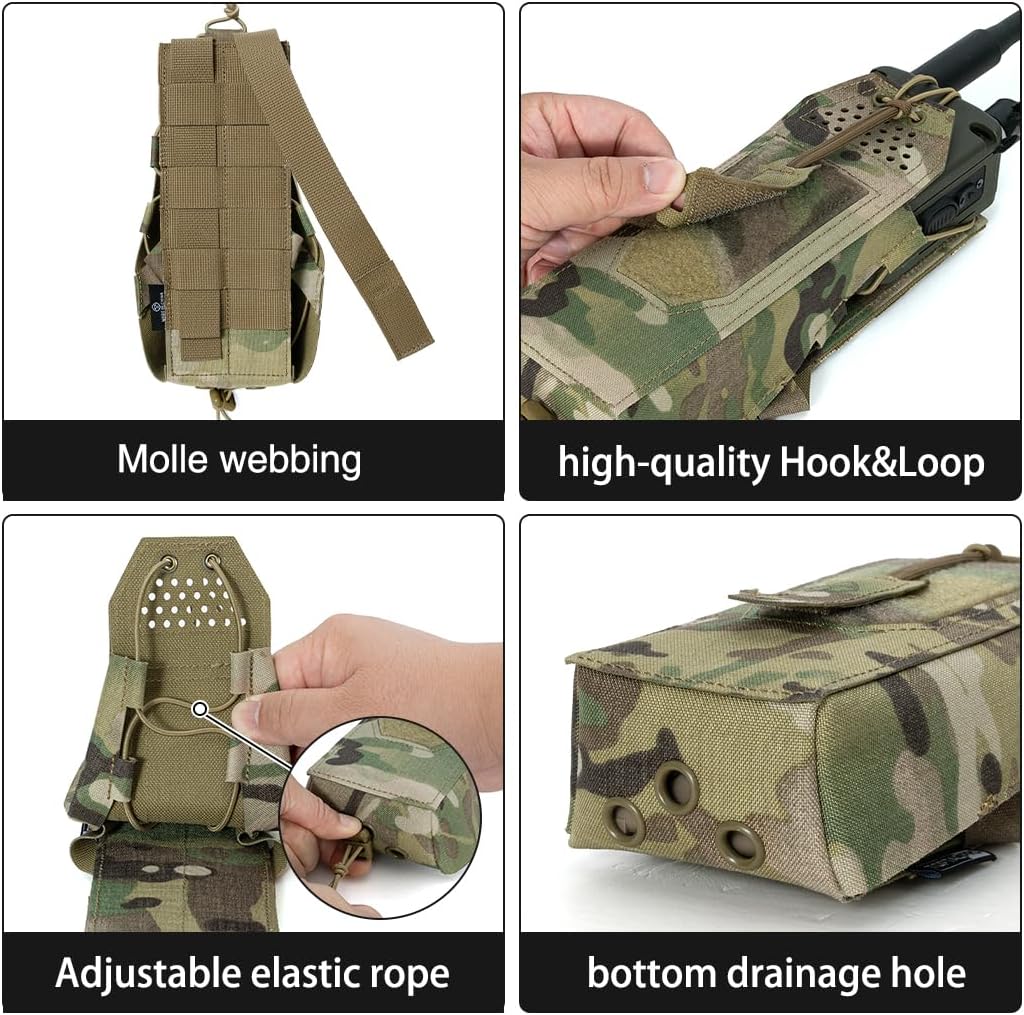 Tactical Universal Radio Holster Military Heavy Duty Holder Case For Two Way Walkie Talkie For MPU5 PRC148/152 (Camo)