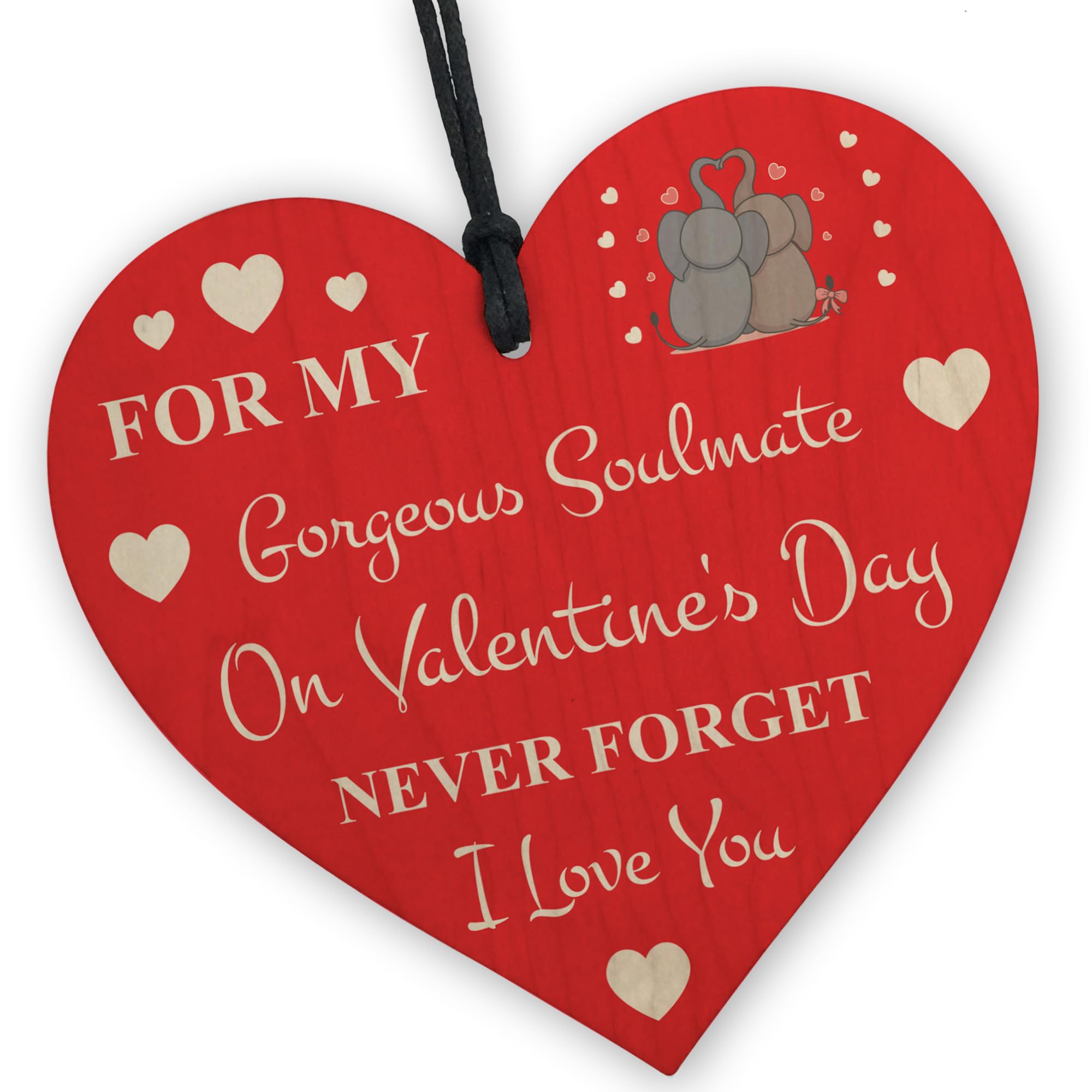 Red Ocean Valentines Day Gift For Him Her | Wooden Hanging Heart | Soulmate Gifts | Couple Gifts For Boyfriend Girlfriend Husband Wife | Valentine's Day Keepsake Gift