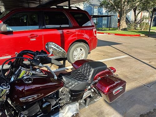 Vista 117 de Asiento de motocicleta para conductor y pasajero, apto para Harley Dyna Wide Glide Low Rider Street Bob Fat Bob FXDF Super Glide Custom FXDC