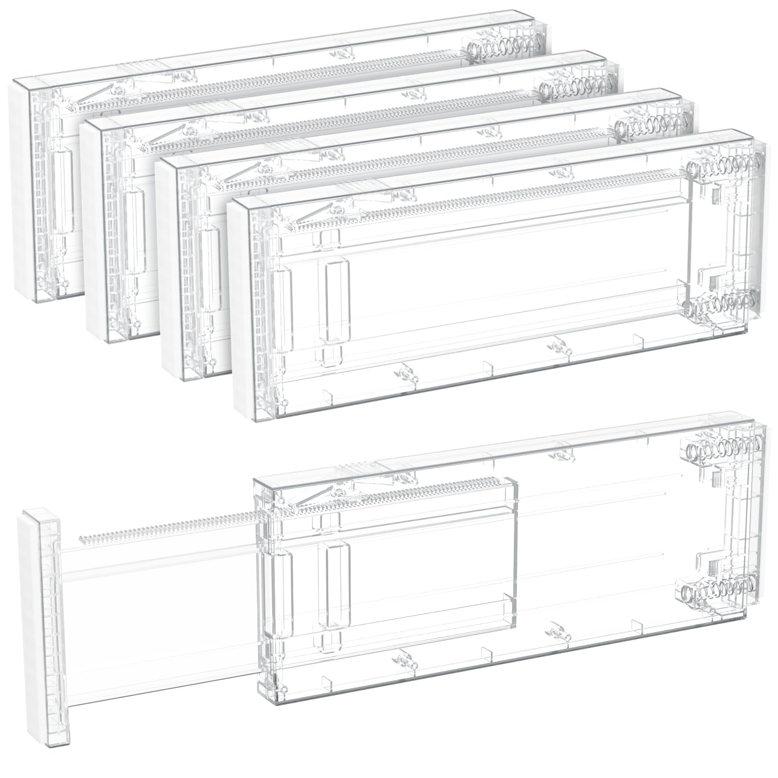 Lifewit 4 Pack 4" High Drawer Dividers 28 -43.5cm/11-17" Adjustable Kitchen Drawer Organiser, Expandable Drawer Dividers Separator for Clothes in Bedroom/Bathroom/Office Organisation & Storage Clear