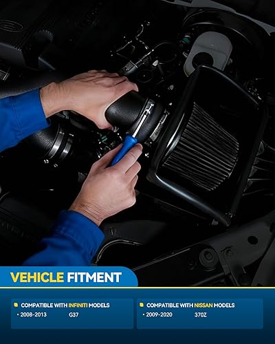 Miniatura 2 de PHILTOP Kit de admisión de aire frío con filtro para G37 3.7L V6 2008-2013, 370Z 3.7L V6 2009-2019 (Negro)