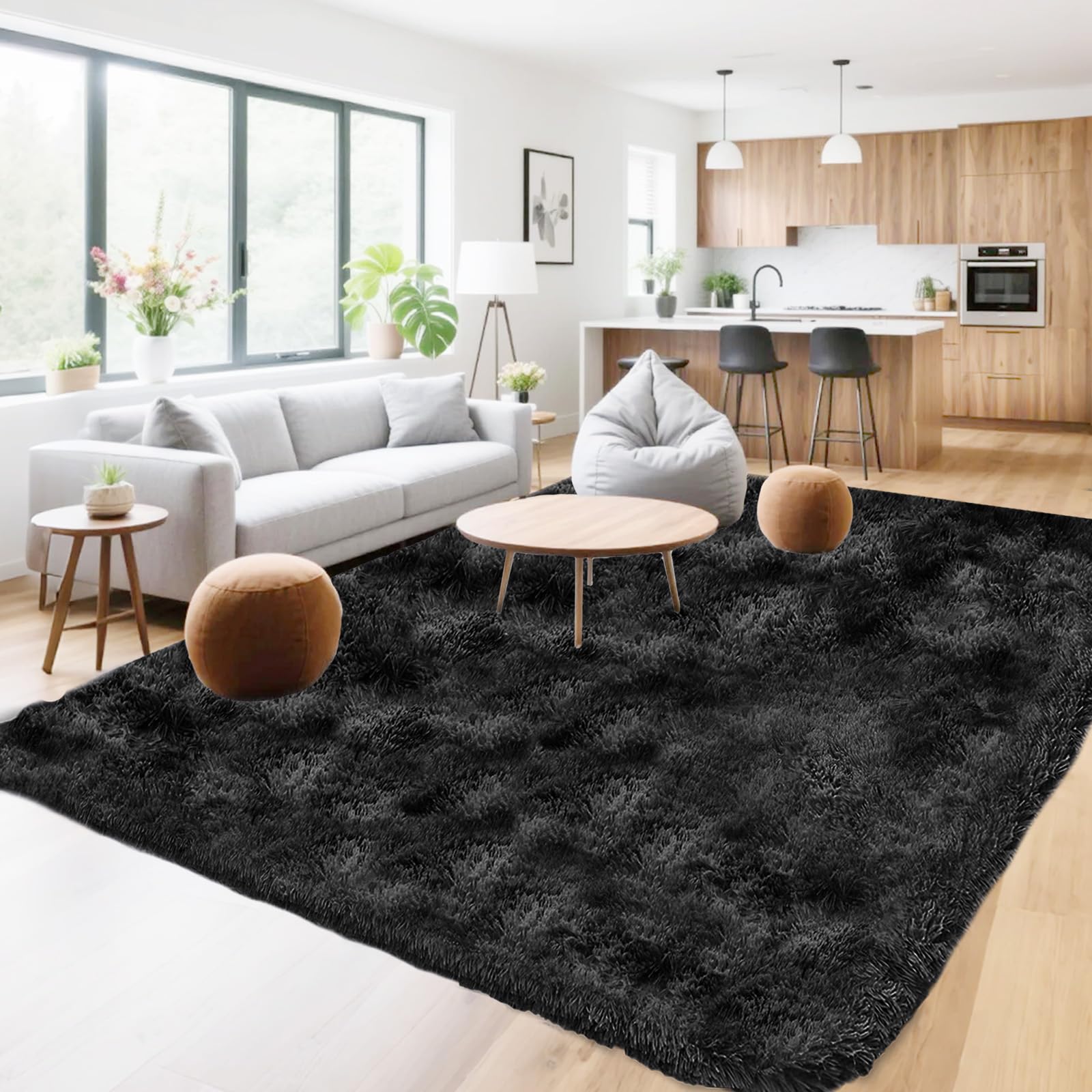 Hochflor Teppich Wohnzimmer 60x110cm, Creme Shaggy Teppich für Schlafzimmer Flauschige Teppichen, Modern Shag Wohnzimmerteppich Bettvorleger High-Pile Carpet rutschfest für Schlafzimmer Kinderzimmer