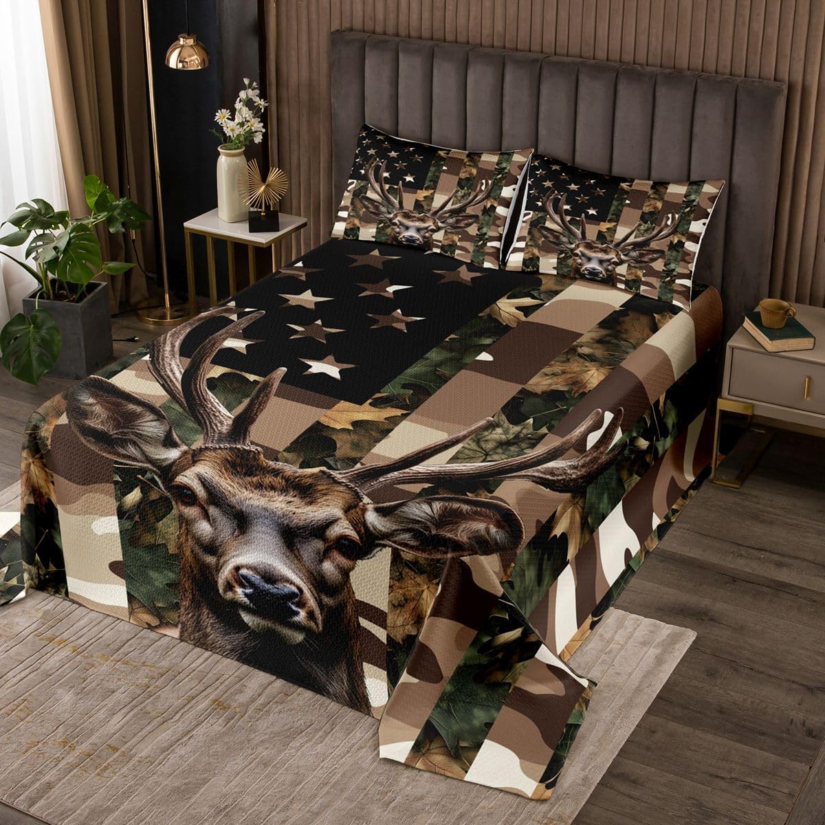 Xmas Bear Kids Bedspread Queen Size,Mountain Pine Tree Wildlife Pattern Coverlet Set,Teens Women Bedroom Decor,Country Nature Lodge Style Quilted Coverlet,White Bule Bedding Quilt,2 Pillowcases