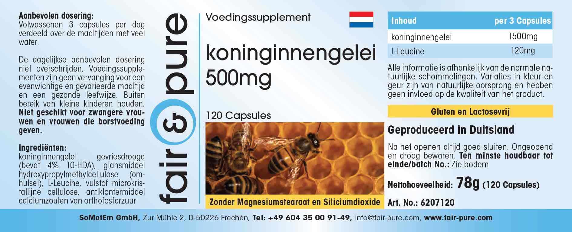 Fair & Pure® - Gelée Royale 500 mg - 120 gélules - Standardisée à 4% de 10-HDA - Lyophilisée en douceur