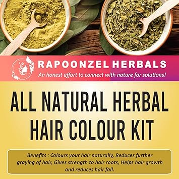 Rapoonzel Homemade Natural Colour Kit 400g - Mehendi & Indigo 200g each, Herbal Hair Colour for Natural Hair Colour Without Chemical Dye for Women and Men