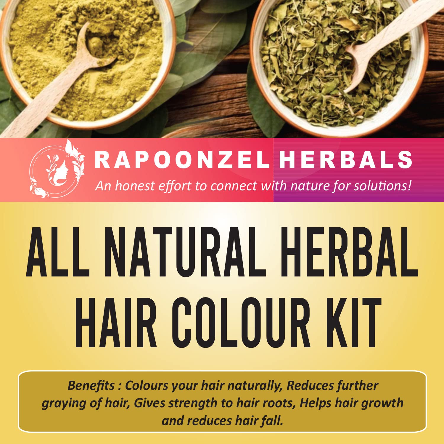 Rapoonzel Homemade Natural Colour Kit 400g - Mehendi & Indigo 200g each, Herbal Hair Colour for Natural Hair Colour Without Chemical Dye for Women and Men