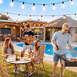 30FT Outdoor String Lights, 10+1 Waterproof & Shatterproof LED Edison Bulbs, with Remote & Dimmable, 3 Lighting Modes & Timer, Warm Yellow 2700K Patio Lights for Backyard Garden Balcony Party