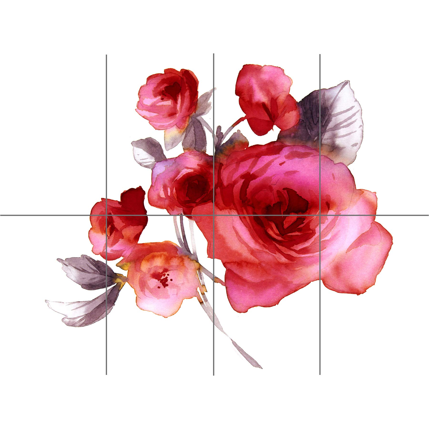 Artery8 Flower Roses Watercolour XL Giant Panel Poster (8 Sections)