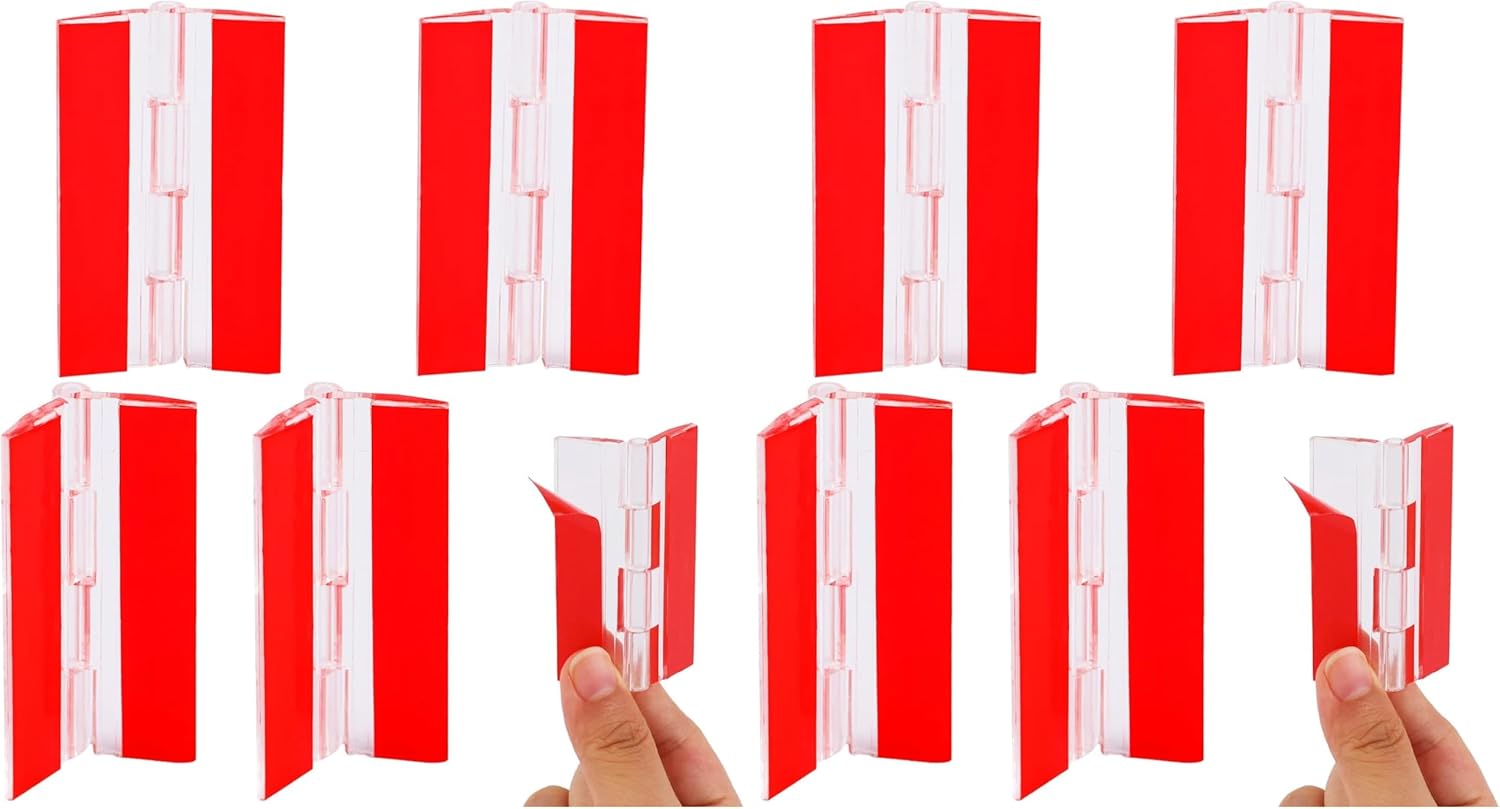 4 Pcs Self-Adhesive Clear Plastic Hinges - Acrylic Continuous Piano Folding Hinges for Crafts, Aquarium Lid, Cabinet, Furniture, Display Stand - 65x40 mm