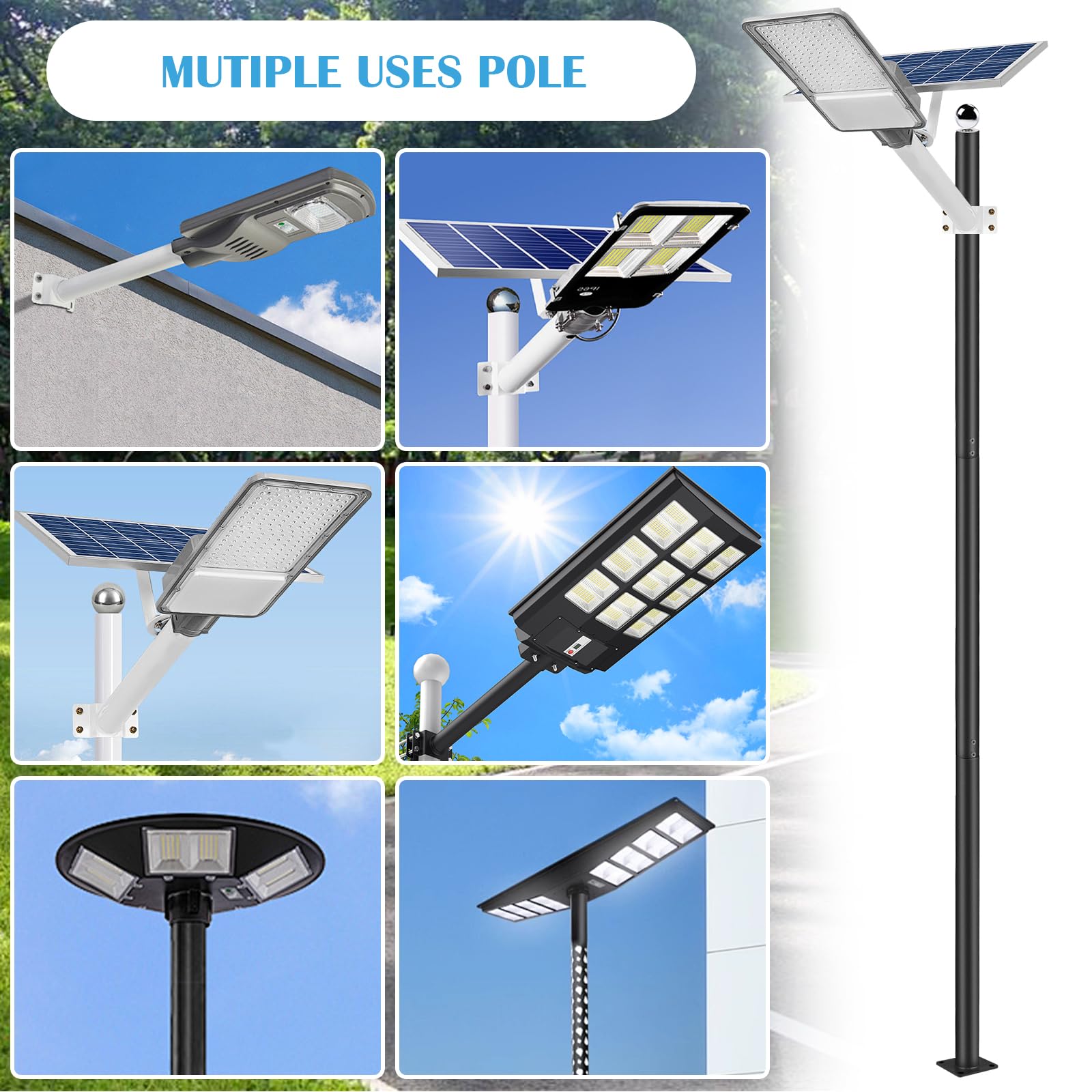 OEM Highway Outdoor 12 Meter Solar LED Lighting Street Light Pole Galvanized Steel Pole Lighting