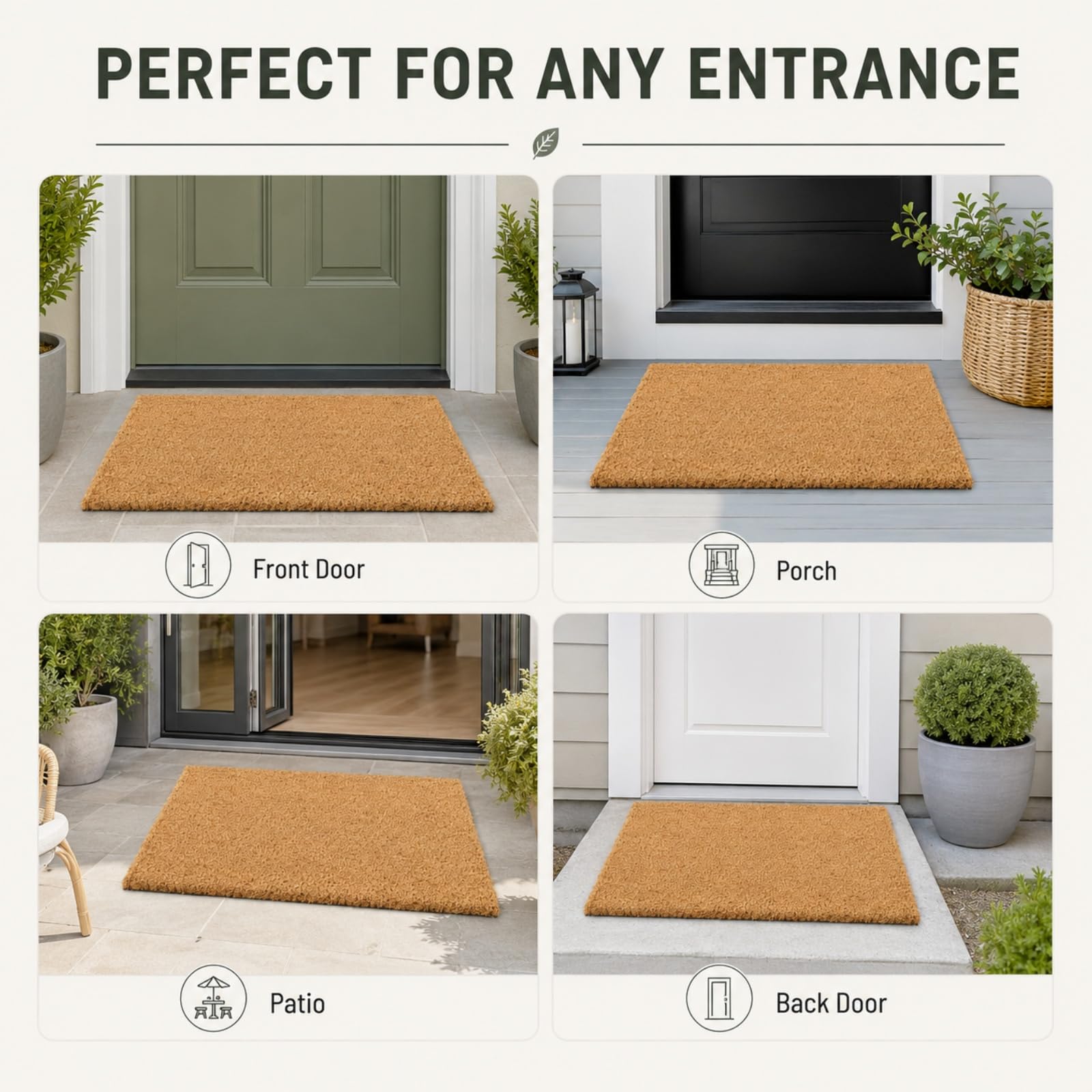 Morbuy Felpudo de Fibra de Coco Alfombra de Entrada (Pájaro,60x90cm) | Antideslizante Felpudo Resistente para Puerta Exterior e Interior Duradero y Fácil de Limpiar para Casa y Porche