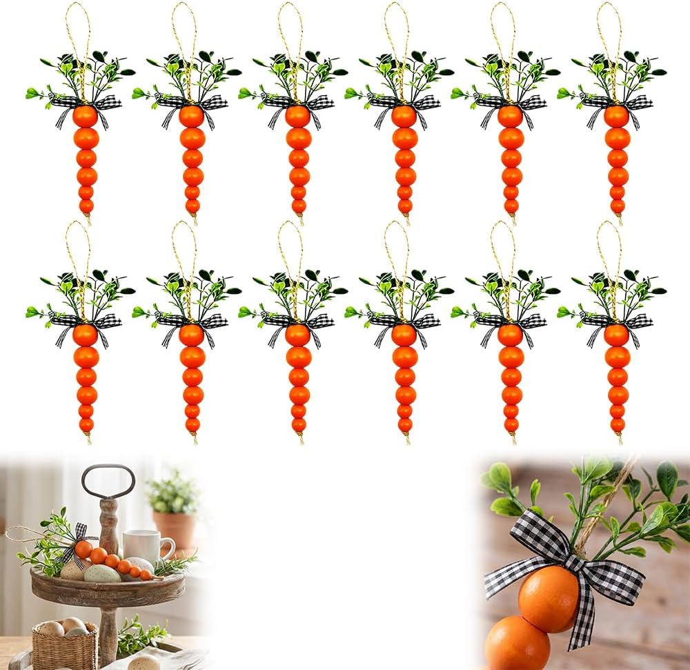 Easter Tree Ornaments, 2026 Upgraded Carrot Hanging Ornaments for Easter Spring Party, Carrots Tree Decorations Home Party DIY Crafts (12pcs)