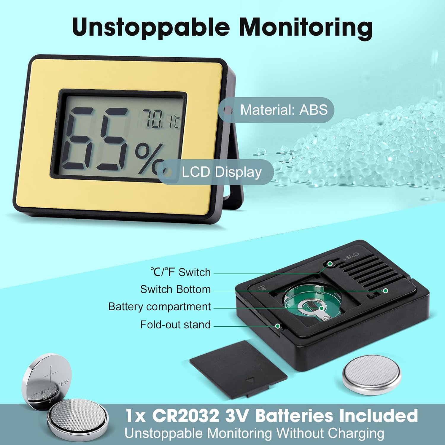 Digital Hygrometer Thermometer for Humidors & Home Use - High Accuracy Temperature Humidity Monitor for Greenhouse, Office, Home and Humidor. Fahrenheit(℉)/ Celsius(℃) Switch