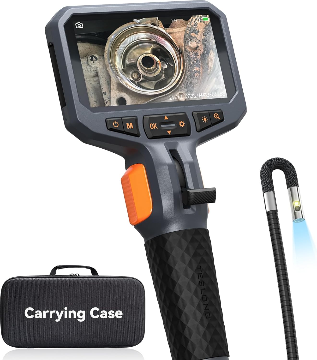 Dual Lens Articulating Inspection Camera, Teslong 4.5” IPS Endoscope Inspection Camera with Articulated Probe, Flexible Borescope with Light for Wall/Automotive/Engine Inspect (1.55 Meter/8.5mm) Dual Lens Articulating Inspection Camera, Teslong 4.5” IPS Endoscope Inspection Camera with Articulated Probe, Flexible Borescope with Light for Wall/Automotive/Engine Inspect (1.55 Meter/8.5mm)
