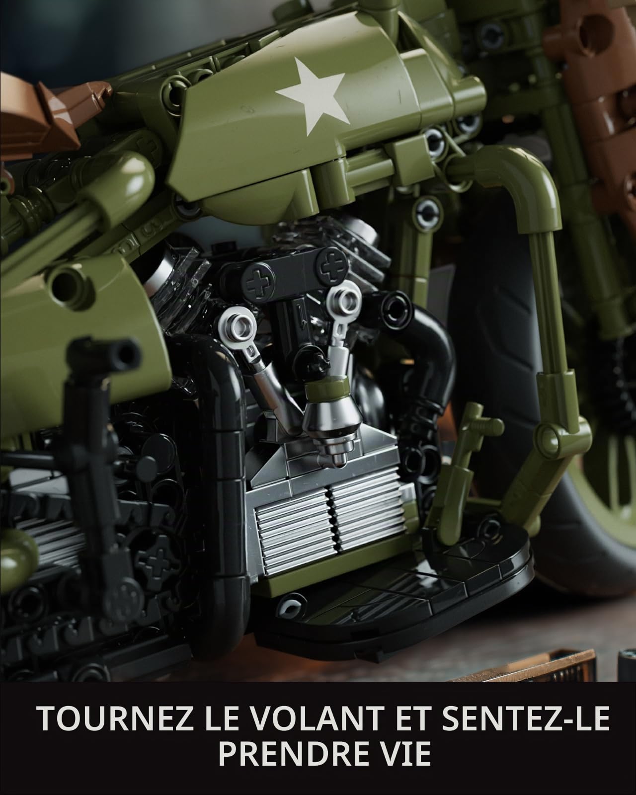 Nifeliz Militaire WLA Moto Sets De Construction, Moto Maquette pour Construction et Exposition pour Adultes, Dekoration & Geschenk (833 Pièces, NF10333)