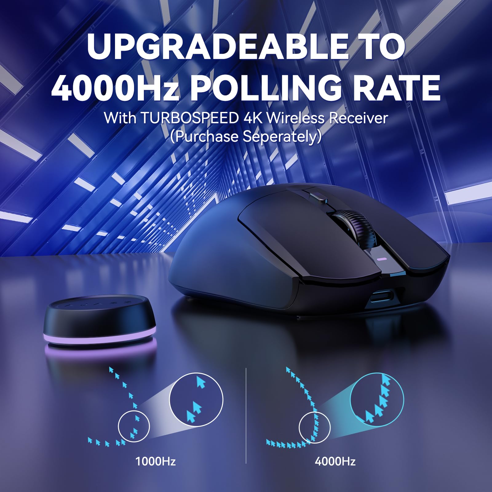 ATTACK SHARK AJAZZ AJ139PRO Ratón inalámbrico para Juegos 4K, Ultraligero (65g), Sensor PAW3395, 26000 dpi, 4KHz, 2,4 GHz/USB C con Cable, 6 Botones de Programa, batería de 700 h, PC/Mac - Negro