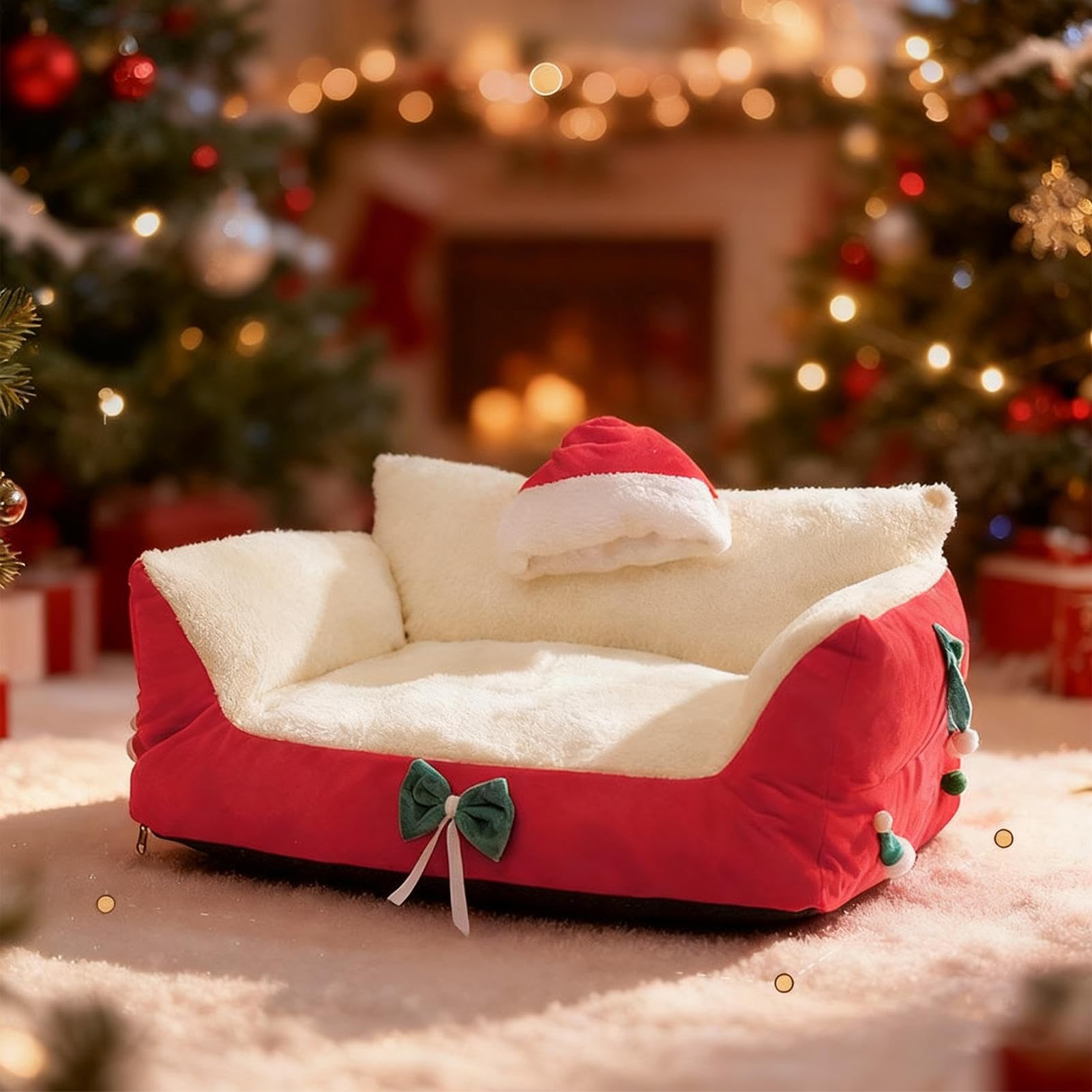 Sofa Dla Zwierząt Krzesło Do Spania Z Czapką Świętego Mikołaja