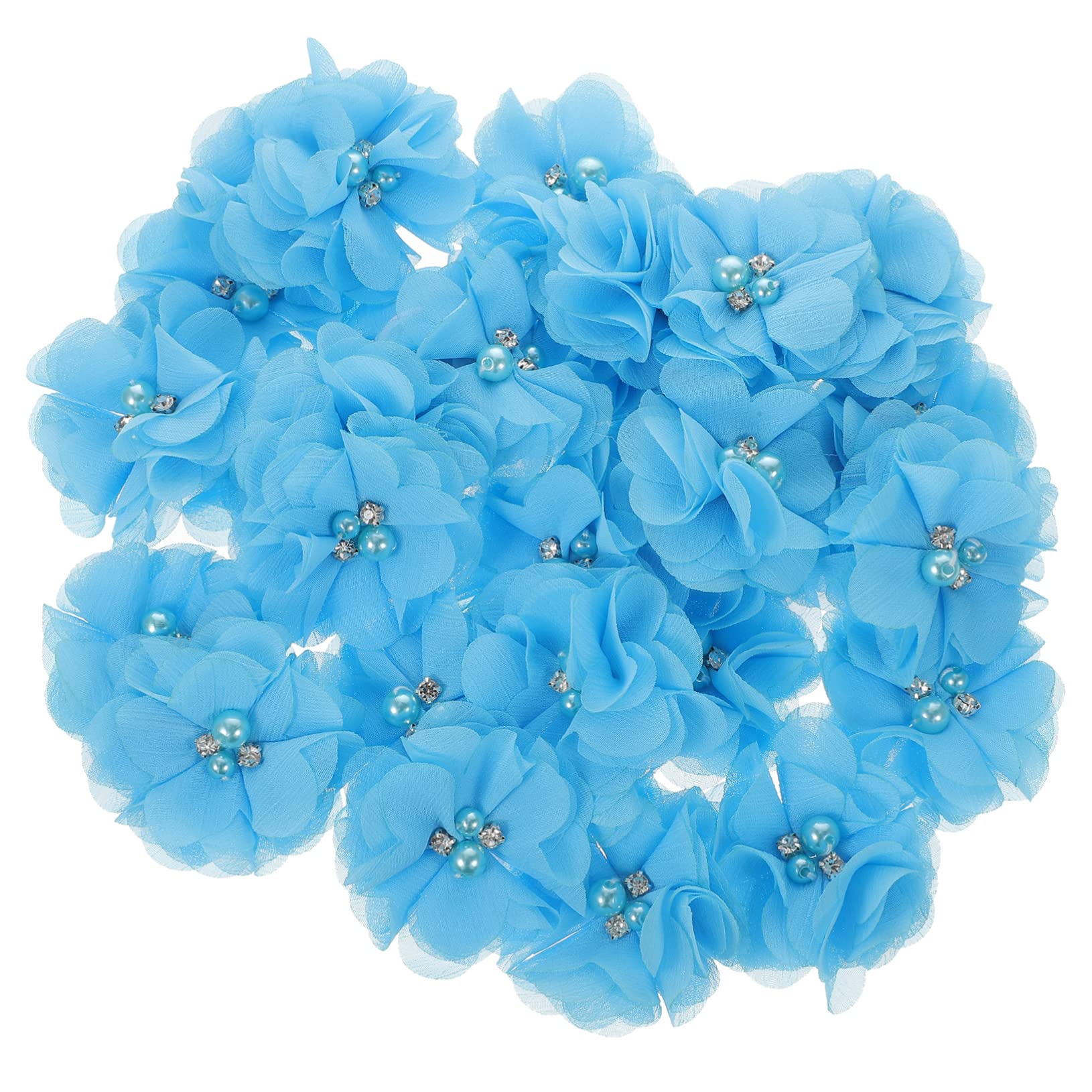 Operitacx 90stücke Chiffon Blumen Mit Strass Und Perlen Für Bastelarbeiten Haarschmuck Dekoration Hochzeiten Und Kleidung Zartes Design