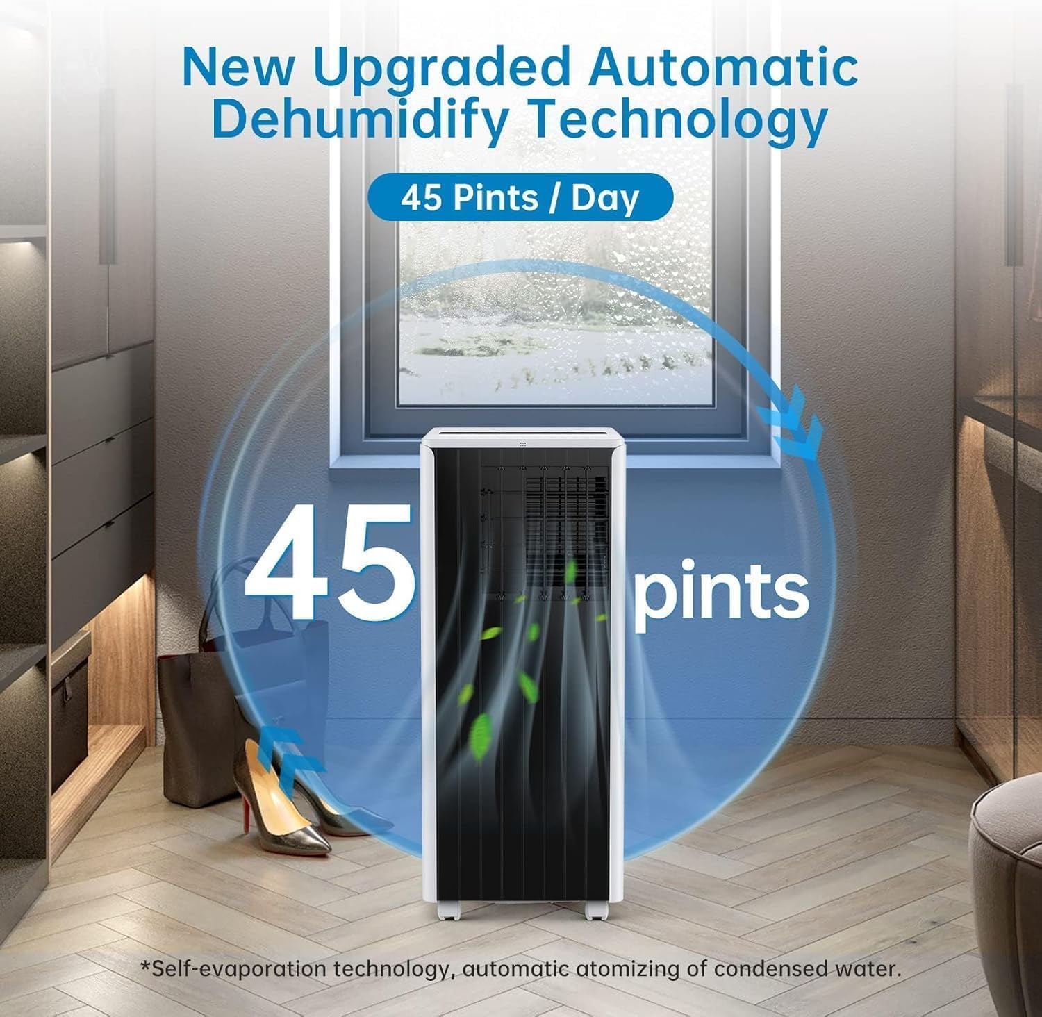 KOKEBREN Portable Air Conditioner Automatic Dehumidify Technology