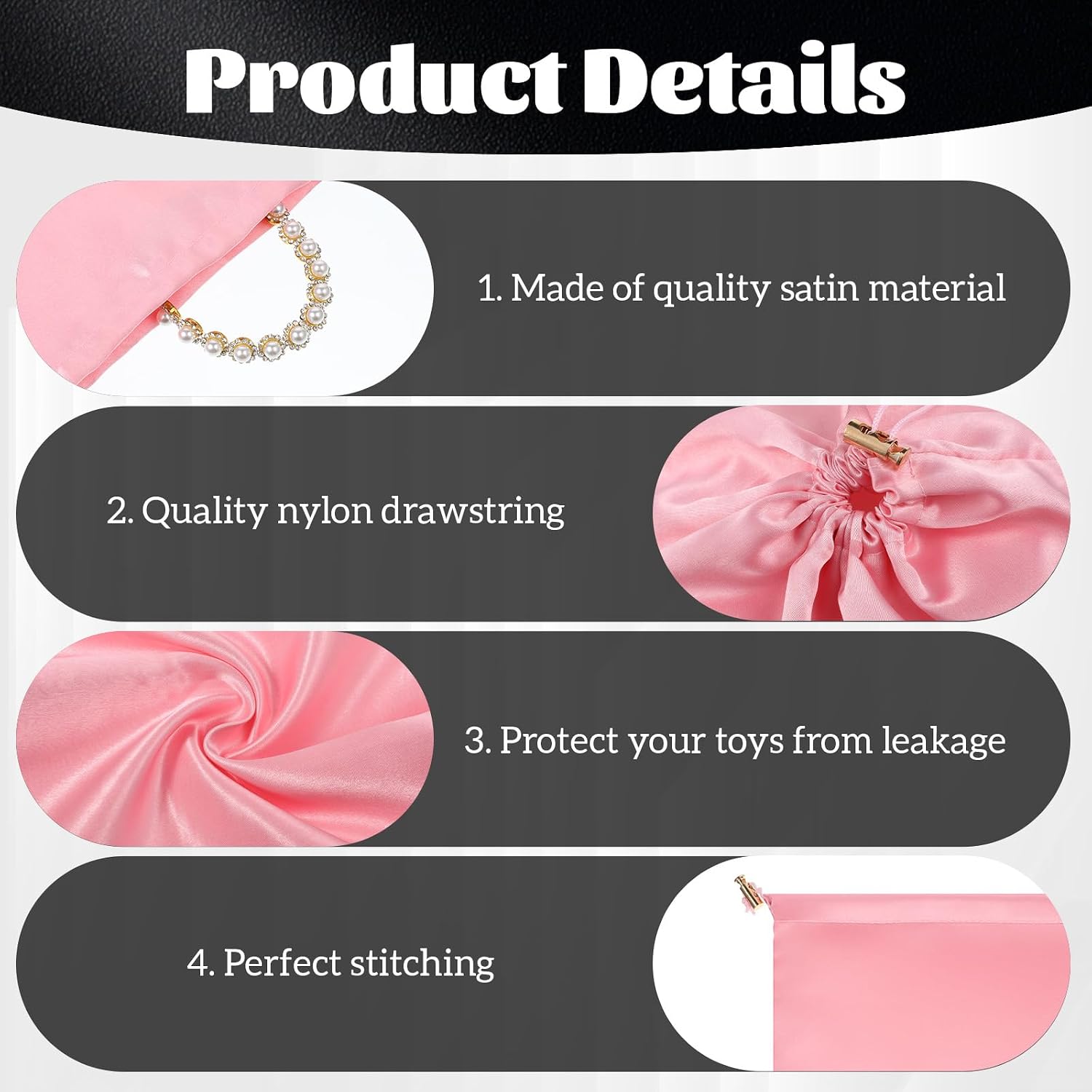 10 Pcs Satin Game Toy Storage Bag with Drawstring, Foldable Stuff Sack Travel Bags, Adjustable Satin Toy Organizer Bags, Foldable Ditty Underwear Bag, for Toys Underwear Sunglasses Cosmetic, Pink