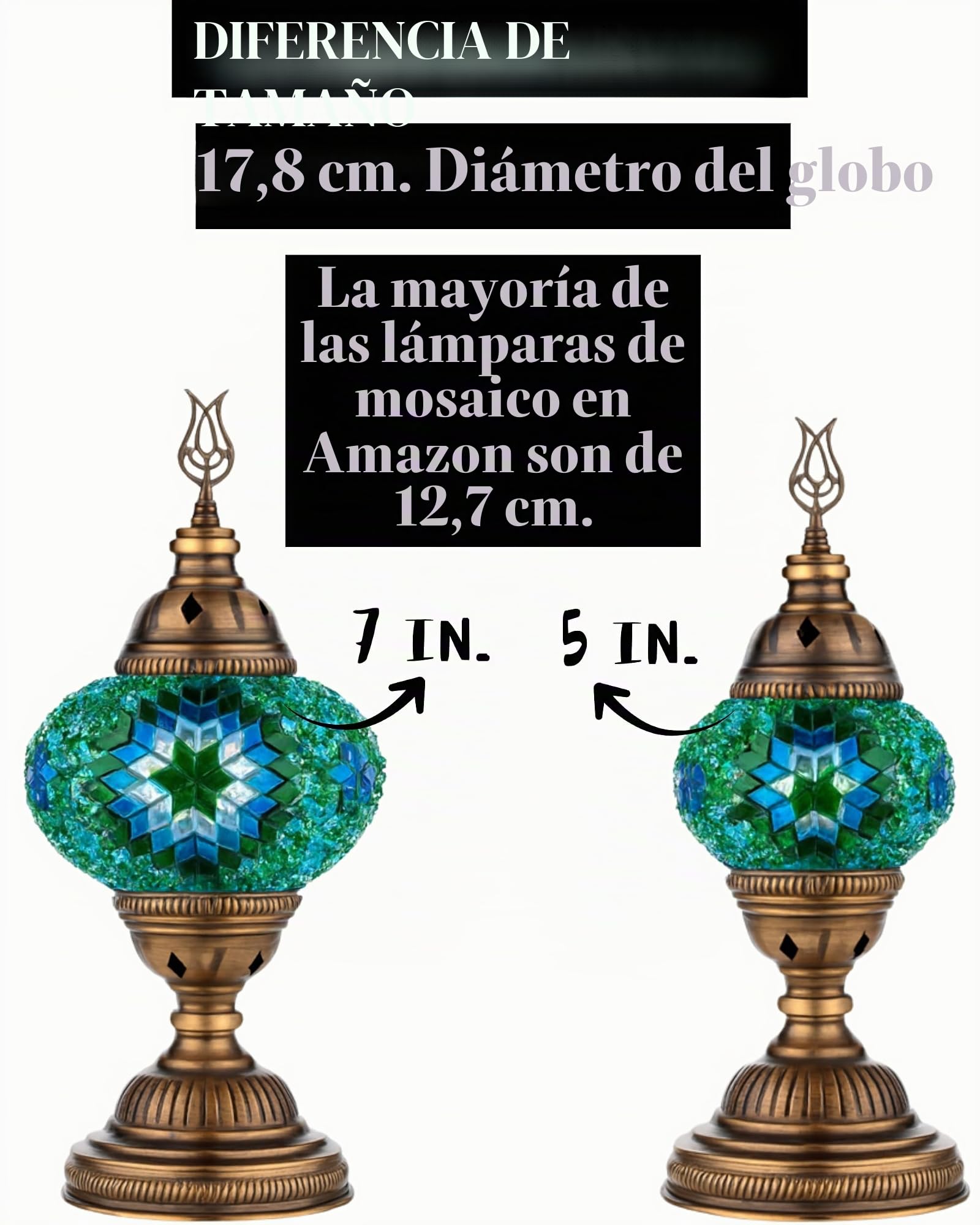 DEMMEX Lámpara de mesa turca marroquí de mosaico turco, lámpara de noche, lámpara de cristal de mosaico de colores, hecha a mano, 36 cm