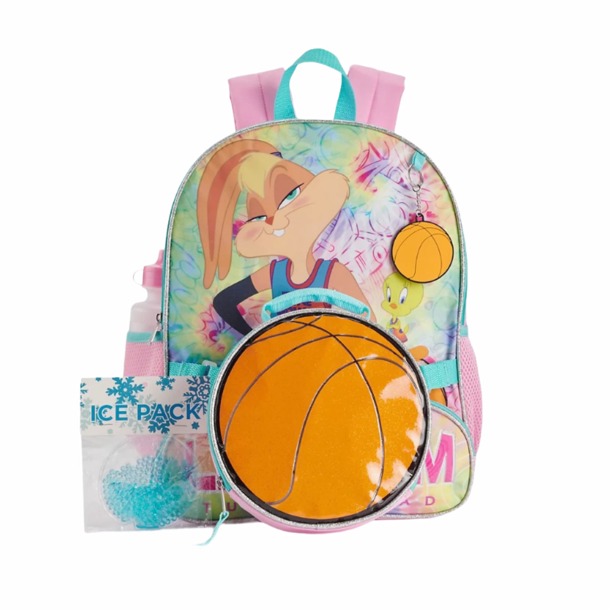 Space Jam Girls Backpack Lola Bunny 5 Piece Set, Pink, Medium