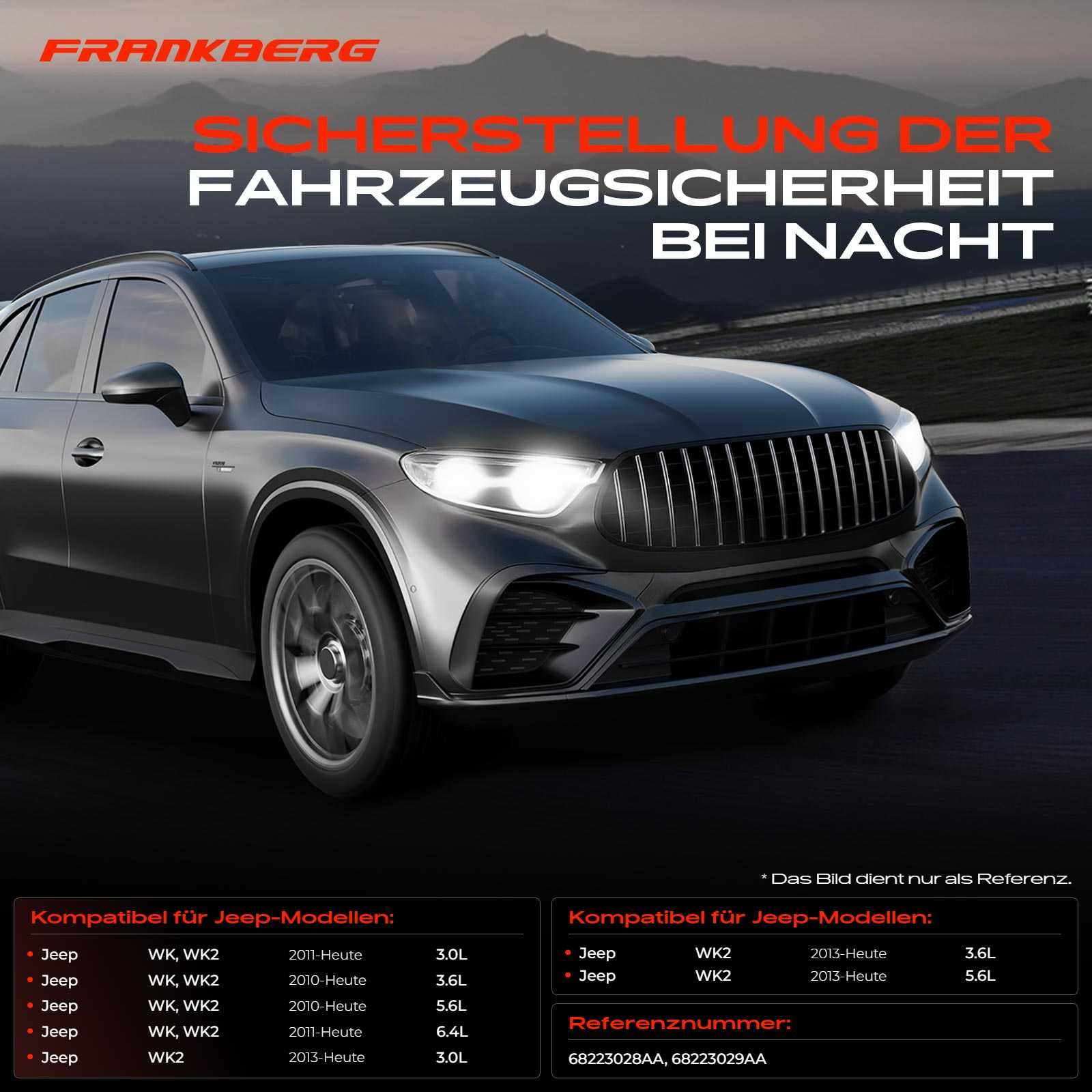 Frankberg 2x Lavaggio fari Ugelli lavavetri Anteriore sinistro destro Compatibile con Grand Cherokee IV WK WK2 Grand Cherokee Van WK2 Replace# 68223028AA