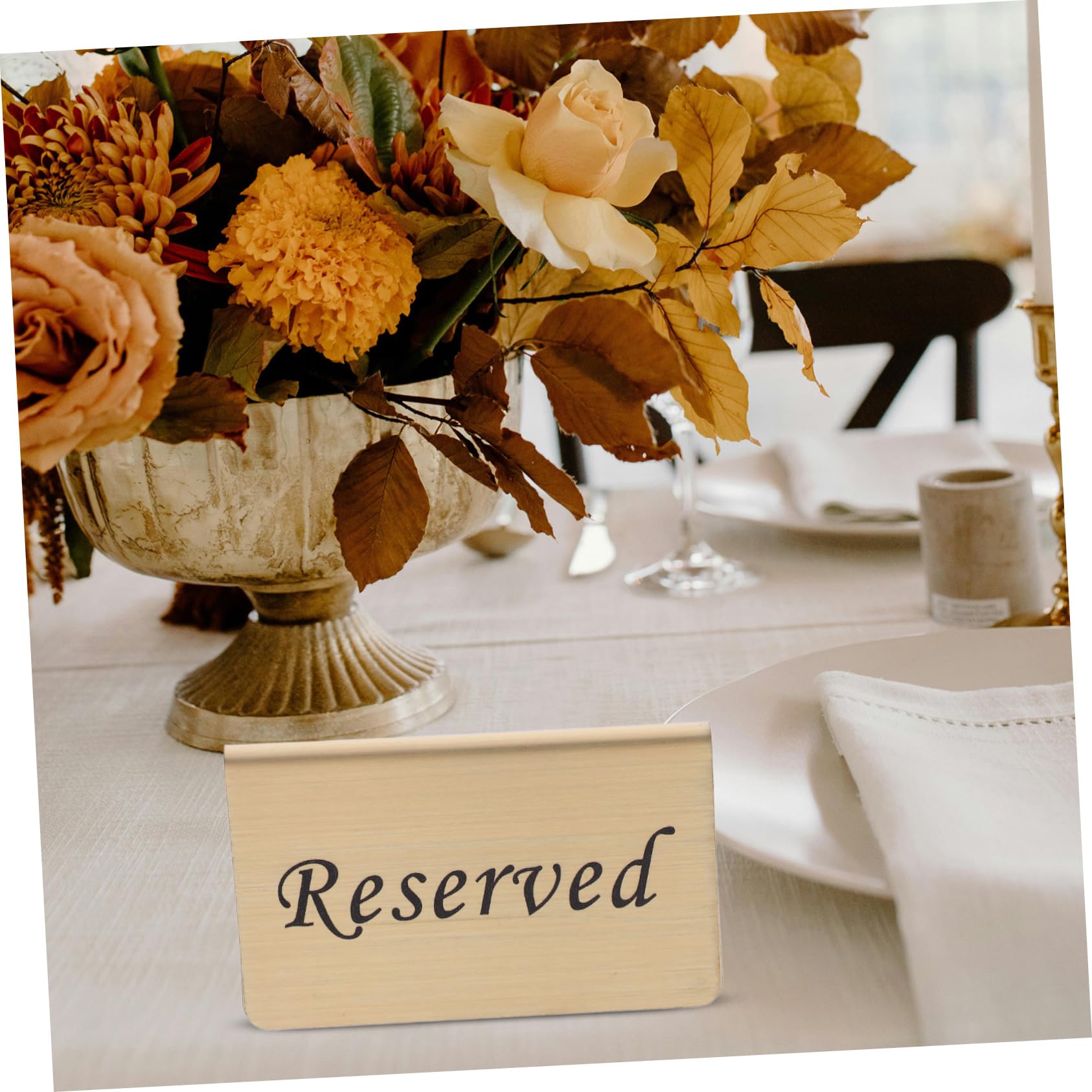 Letreros de Mesa Acero Inoxidable Dorado Reservada para Bodas y Fiestas Reutilizables y Ligeros Ideales para Mesas en Restaurantes y Cenas