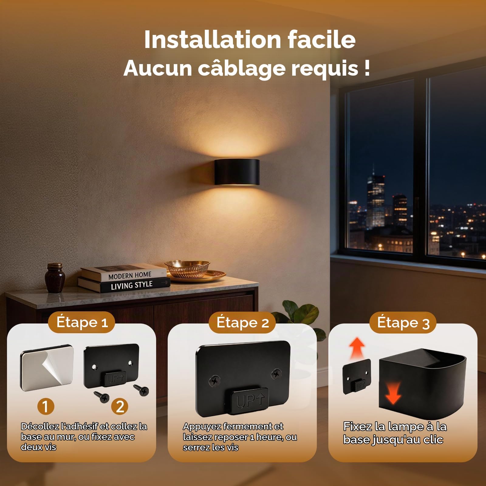 NARUNDREN Applique Murale Rechargeable Sans Fil avec Détecteur de Mouvement