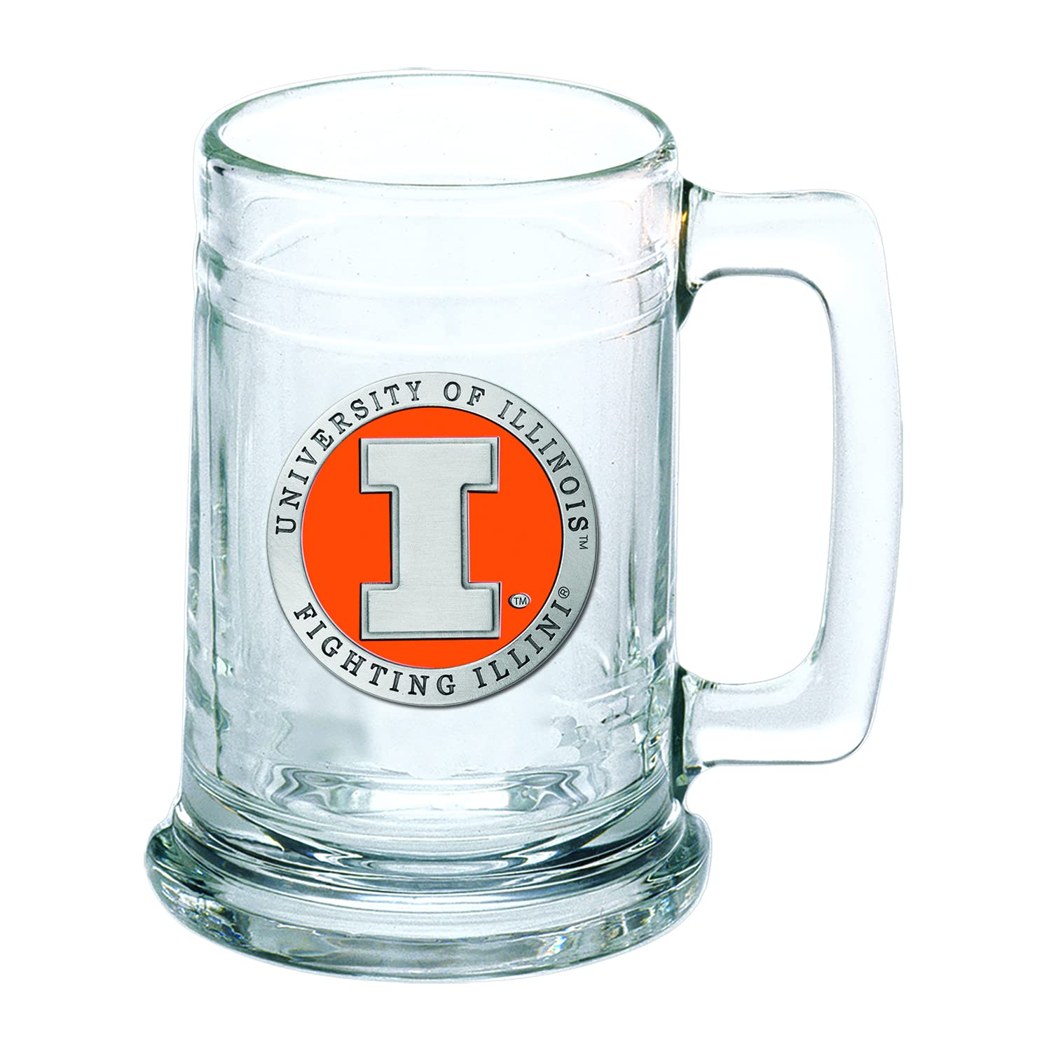 Heritage Pewter Illinois Stein Glass | 15 Ounce German-Style Glass | Intricately Crafted Metal Pewter Alma Mater Inlay