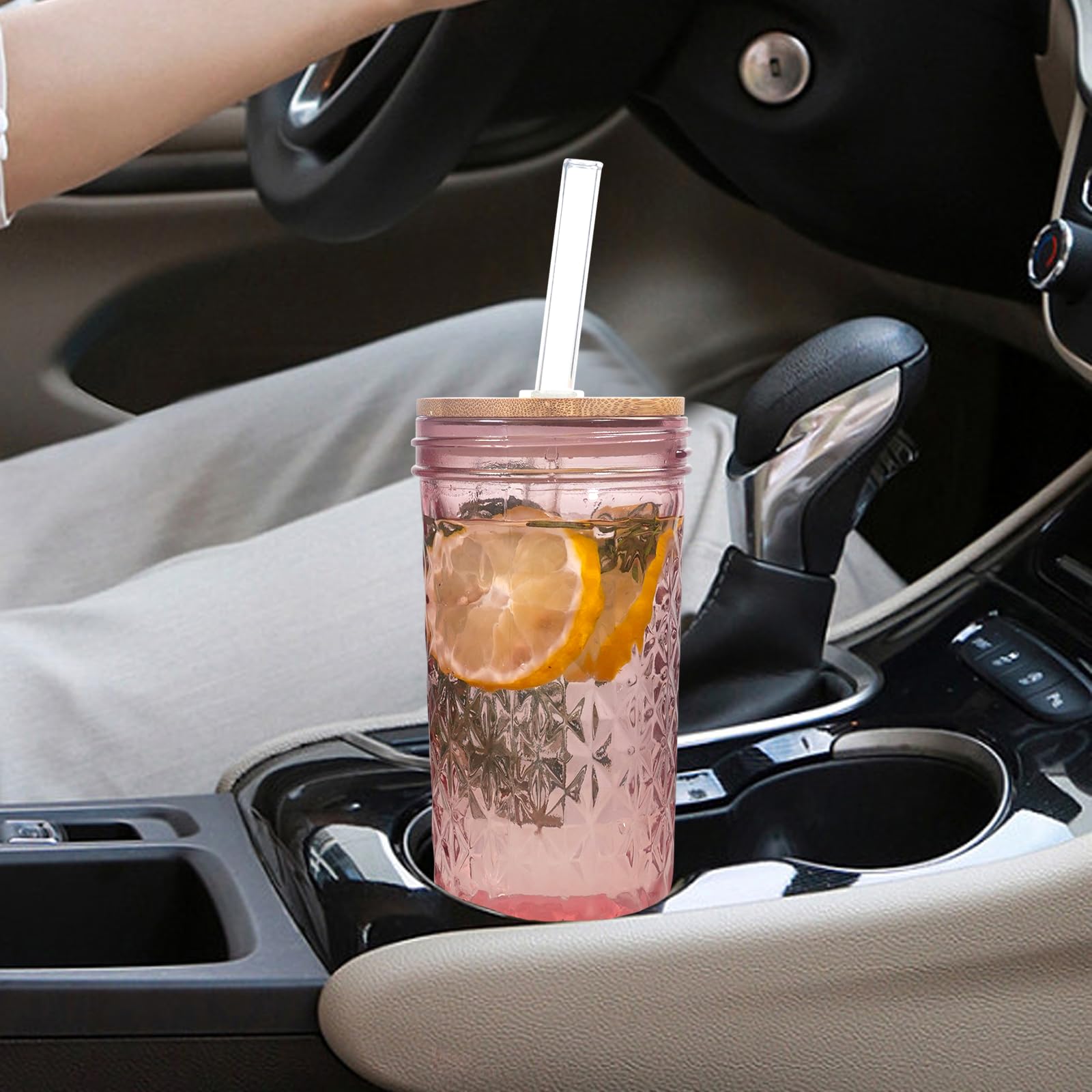 Mason Jar With Lid And Straw, 24oz Regular Mouth Mason Jars With Han