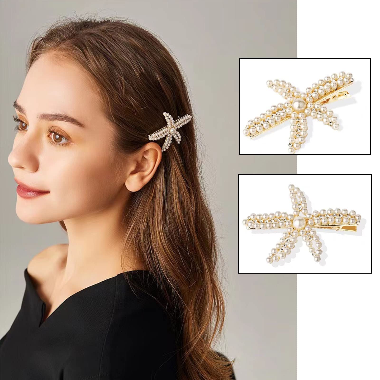 Amazon.com : 8 Pcs Starfish Hair Clip Seashell Hair Clips  display picture 2