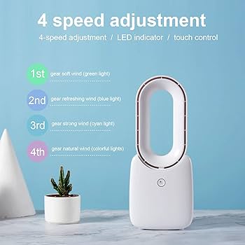 Amazon.com: Quiet Bladeless Fans, 4 Speed Wind Speed