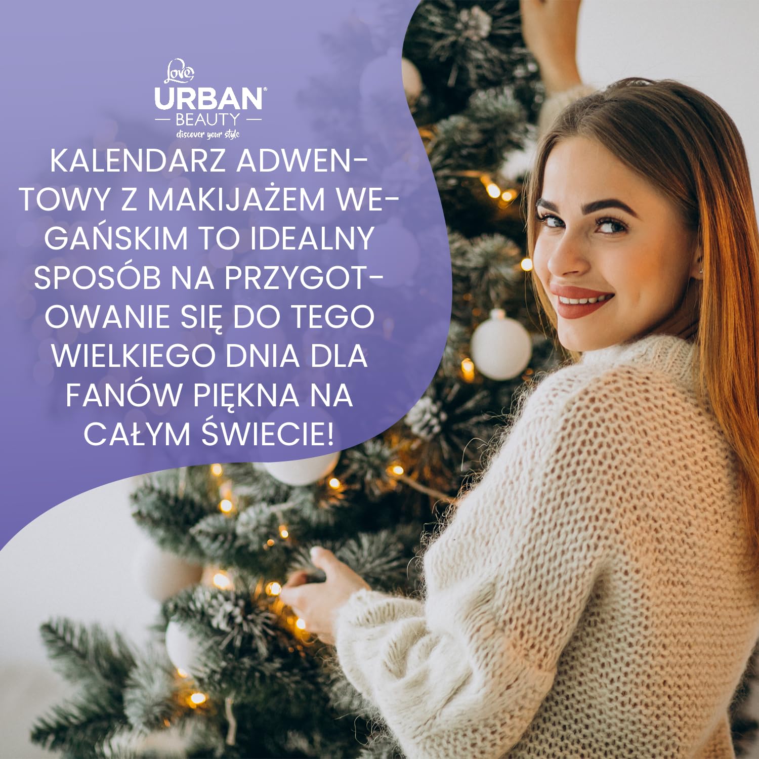 Love Urban Beauty Wegański kalendarz adwentowy do makijażu, kosmetyczny zestaw upominkowy dla kobiet i dziewcząt, świąteczny kalendarz adwentowy z profesjonalnymi produktami do makijażu