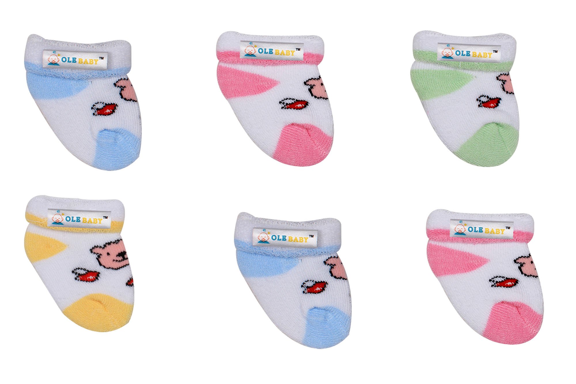 Ole Baby Cotton Baby Assorted Crew Socks Gift Set for Unisex(Pack of 12)