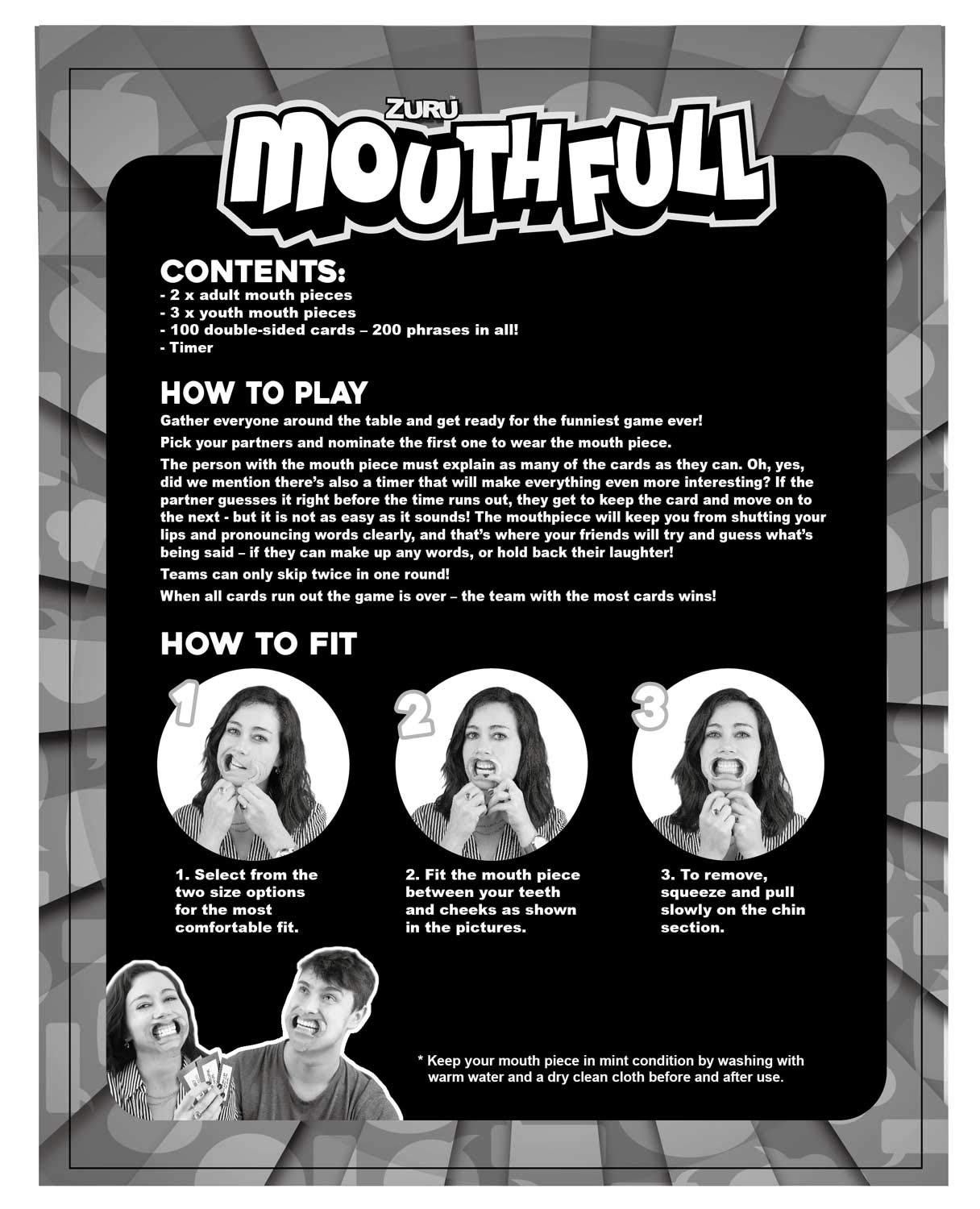 Zuru Mouth Full - Gioco Da Tavolo Per Famiglie E Feste, Con 5 Bocchini, 100 Carte E Clessidra, Dagli 8 Anni In Su - 6