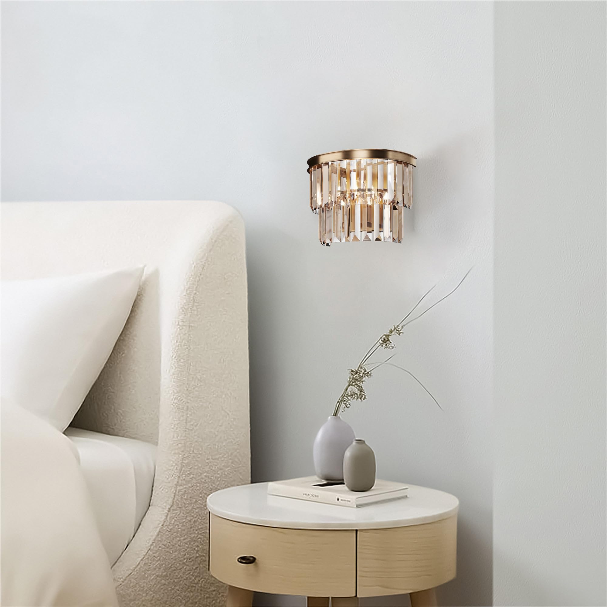 Neoclassic Modern Art Deco Wandlamp, Revero Goud, Metaal en glas, IP 20, AC 220-240, E14, 1 lamp (niet meegeleverd) 40 W, voor woonkamer, keuken, slaapkamer, eetkamer, kantoor