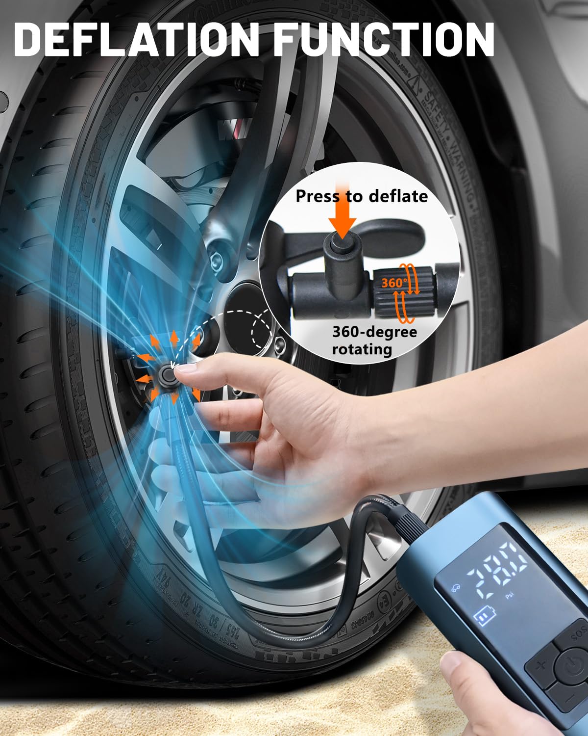 Gonfleur Pneus Voiture Compresseur Air: Compresseur À Air Portatif 150PSI | 6000mAh Mini Pompe À Vélo Électrique 12V pour Voiture Vélo Et Moto