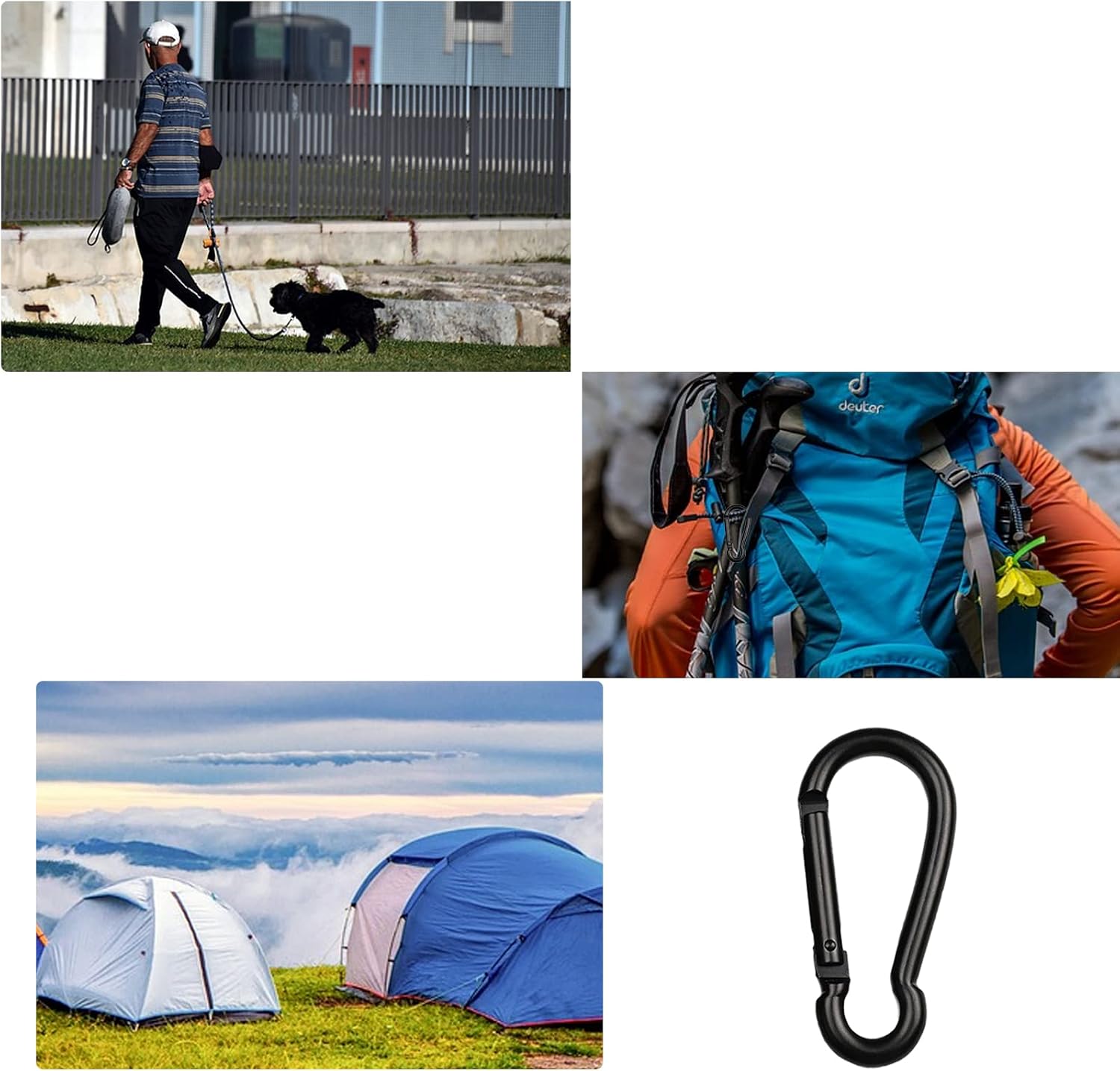 12 Pcs M4 Carabiner Clips, 1.57" Black Snap Hooks for Keychains image 3