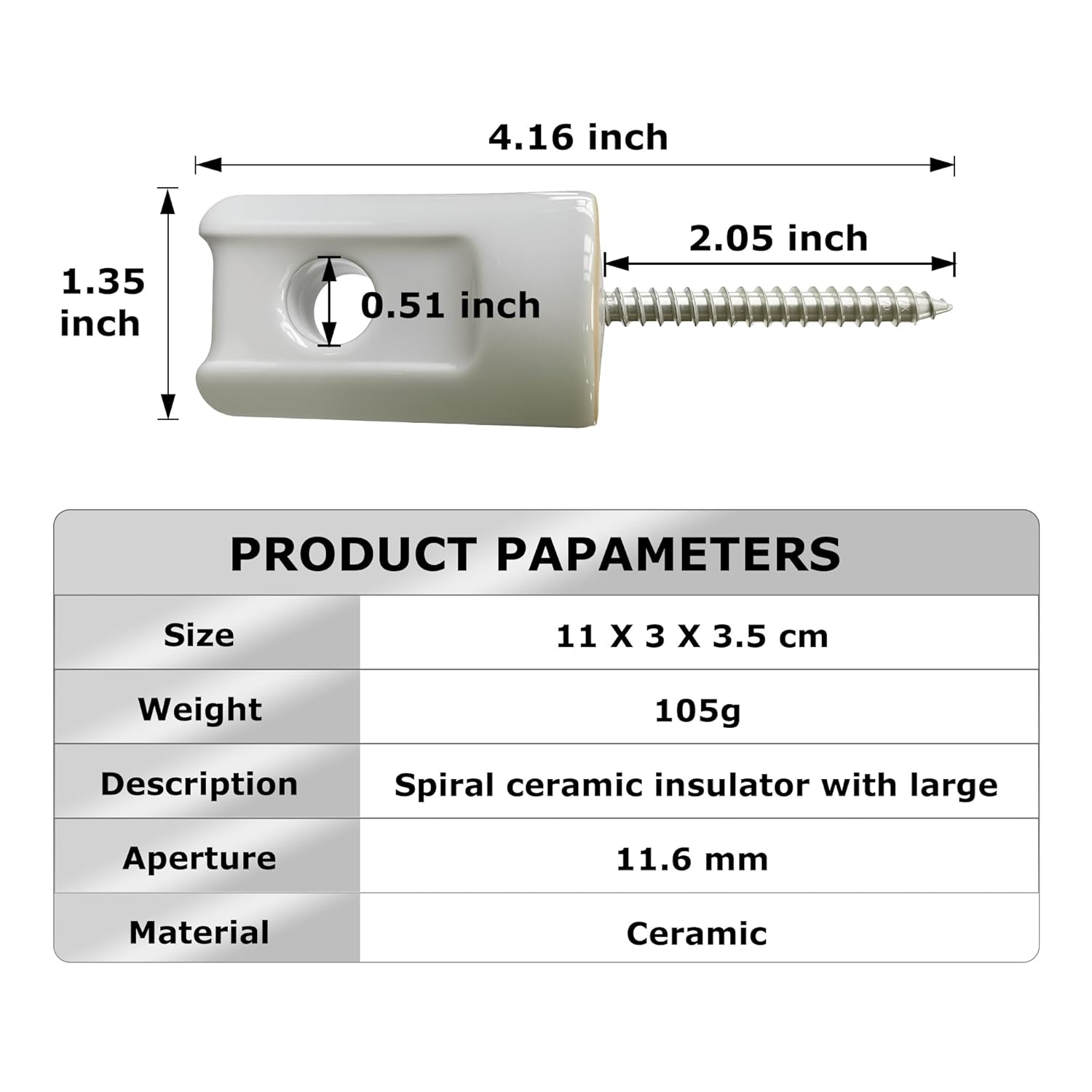 50 Pack Electric Fence Insulator Porcelain Insulator, Heavy Duty Ceramic Lag Screw Insulator Porcelain Lag Screw Insulator, Suitable for Wood Post Wire Farm Fencing Supplies