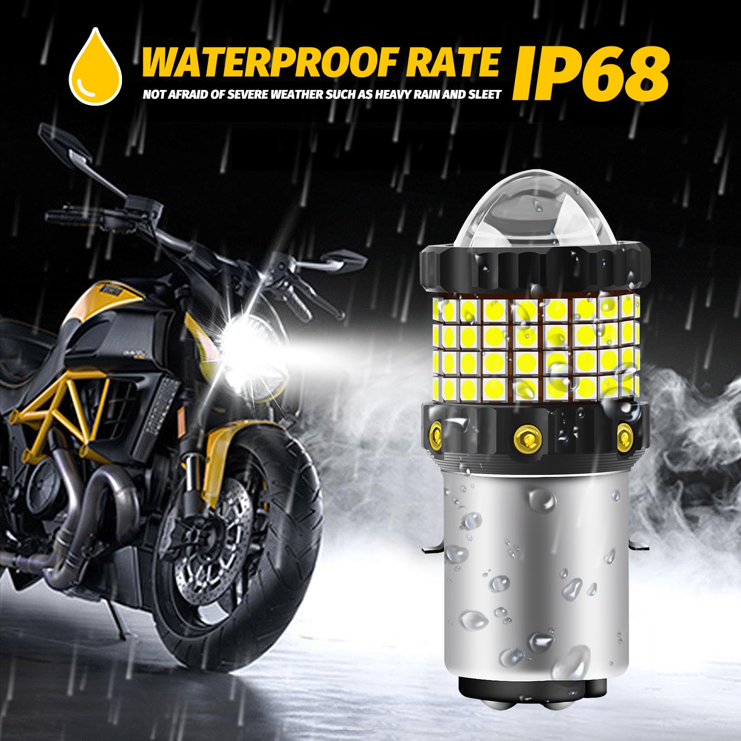 H6 BA20D Lampadina LED per Fari Moto e Scooter, Aggiornato 360° Illuminazione 6000K Bianco 12W DC12-80V Hi/Lo Beam Lampadine a Led, Plug and Play per Moto Faro, 1Pcs