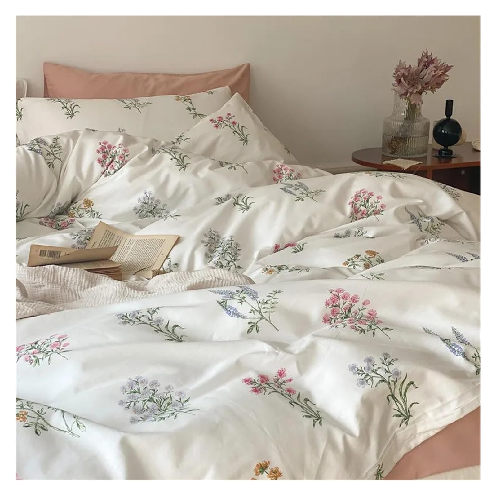 Komplet poszewek na kołdrę bawełnianą Ultra Soft Twin Queen Double King Family Size Girls Floral Pościel Poszewka na kołdrę Prześcieradło Posz(A-Łóżko Queen 1,8M 4 sztuki