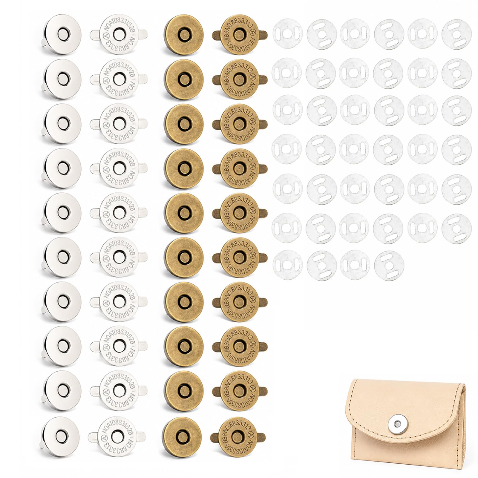 20Pcs Round Alloy Magnetic Snap Buttons, 18mm Magnetic Purse Clasps Silver & Antique Bronze for Bags & Garments
