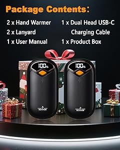 Hand Warmers Rechargeable - Electric Hand Warmer Rechargeable 2 Pack, LED Digital Display, 4 Heat Levels Reusable, USB, Magnetic Portable Handwarmers for Golf/Camping/Hunting, Gift for Women, Men