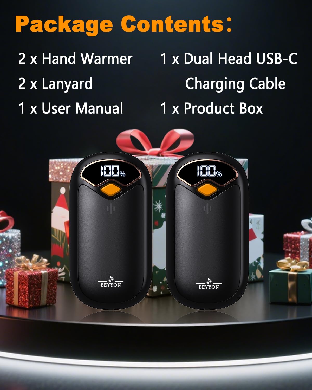 Scaldamani ricaricabili – Scaldamani elettrico ricaricabile, confezione da 2, display digitale LED, 4 livelli di calore, riutilizzabili, USB-C, scaldamani magnetici portatili per golf/campeggio/caccia
