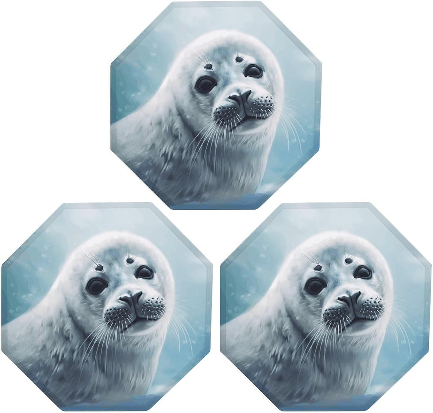 Ctagon Metal Sign for Home, Modern Display Plate for Kitchen, Harp Seal Painting Wallpaper Plates Accent Hanging Wall Decorations 3PCS for Living Room, Bedroom, Hallway, Hotel