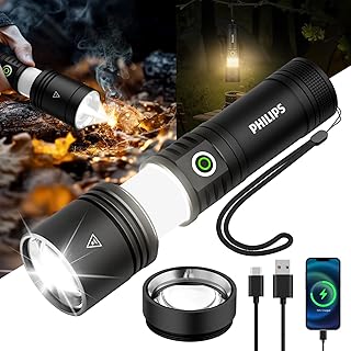 Sponsored Ad - PHILIPS Flashlights High Lumens Rechargeable with Ignition Lens,2000lm Tactical Flashlights with Camping La...