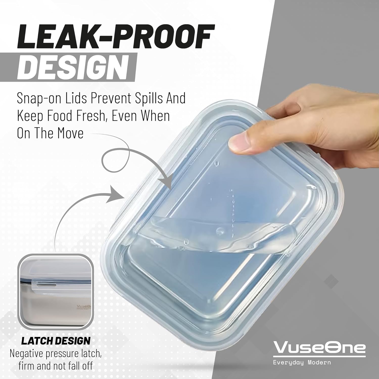 Stainless Steel Lunch Box Set of 3 – Leak-Proof, BPA-Free, Microwave & Dishwasher Safe, Reusable Food Containers for Adults – Eco-Friendly Meal Prep Box for Work, Travel, and Everyday Use - Image 5